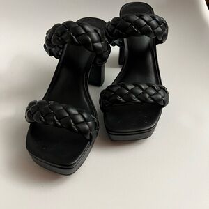Target Black Braided Women's Heels. 6.5, fits like a 6. Platform. Comfy.